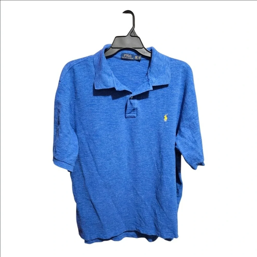 Polo Ralph Lauren Mens 2XLT Tall Blue Heather Cotton Short Sleeve Polo Shirt